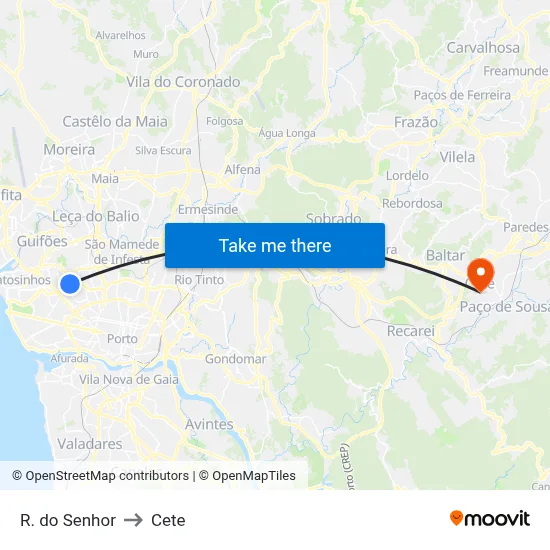 R. do Senhor to Cete map