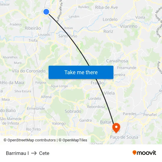 Barrimau I to Cete map