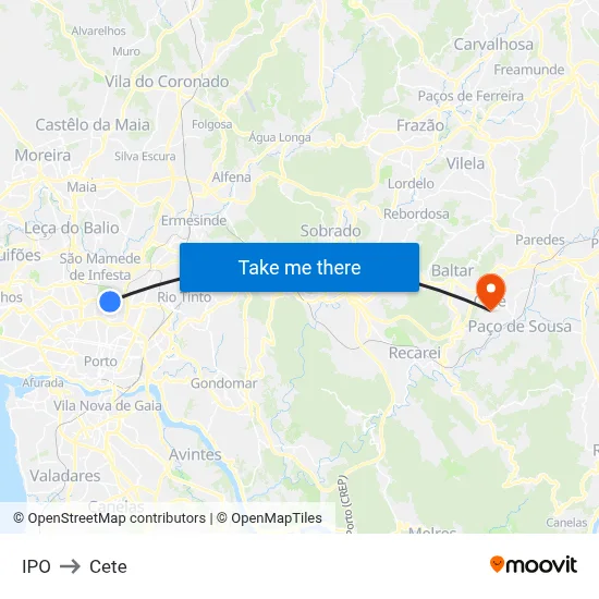 IPO to Cete map