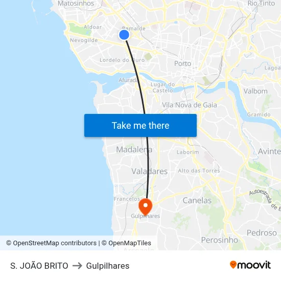 S. JOÃO BRITO to Gulpilhares map