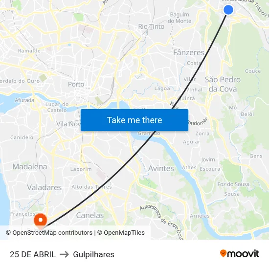 25 DE ABRIL to Gulpilhares map