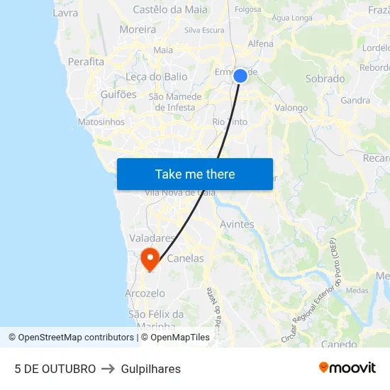 5 DE OUTUBRO to Gulpilhares map