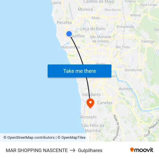 MAR SHOPPING NASCENTE to Gulpilhares map