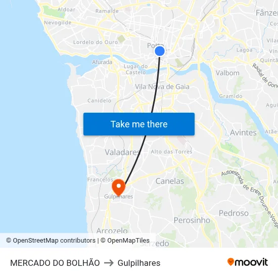 MERCADO DO BOLHÃO to Gulpilhares map