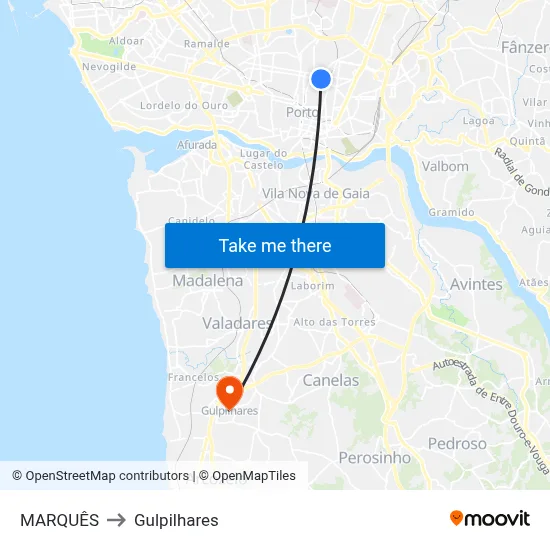 MARQUÊS to Gulpilhares map