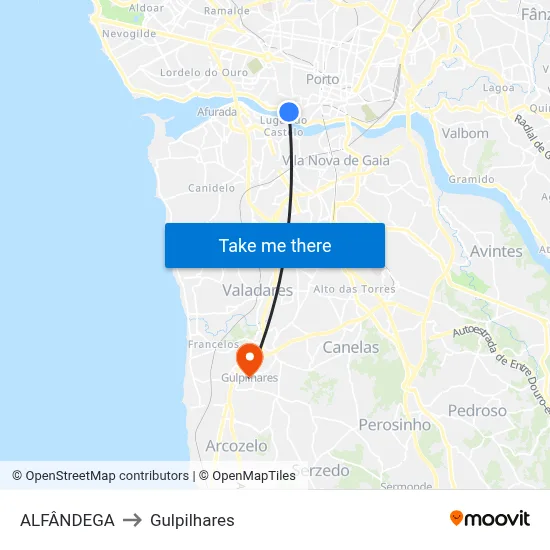 ALFÂNDEGA to Gulpilhares map