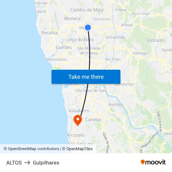 ALTOS to Gulpilhares map