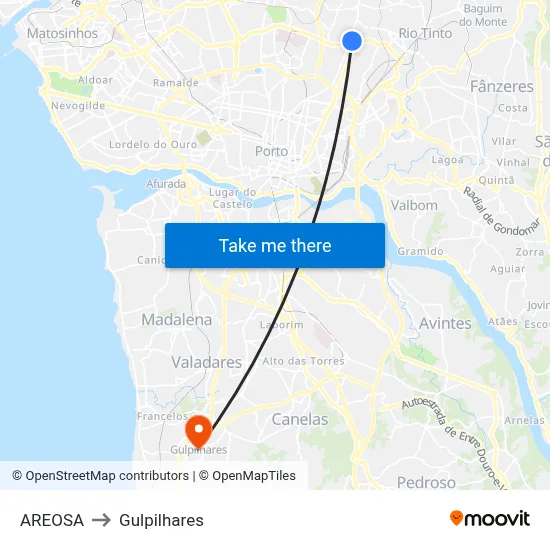 AREOSA to Gulpilhares map