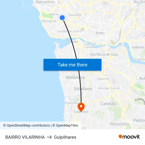 BAIRRO VILARINHA to Gulpilhares map