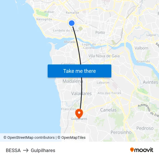 BESSA to Gulpilhares map