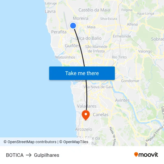 BOTICA to Gulpilhares map