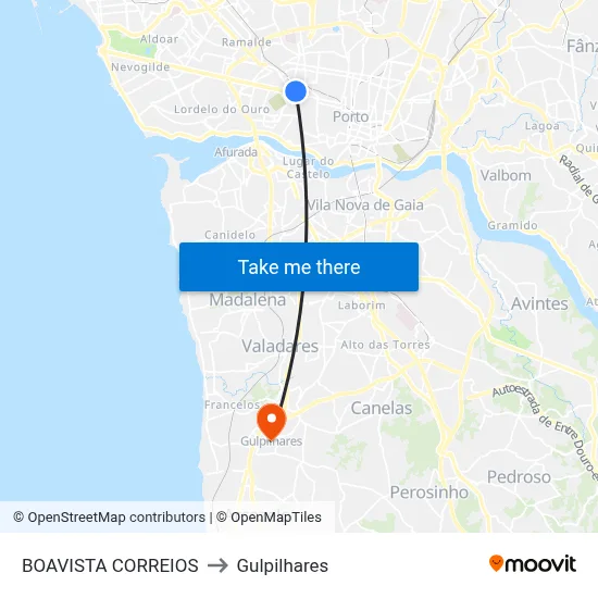 BOAVISTA CORREIOS to Gulpilhares map