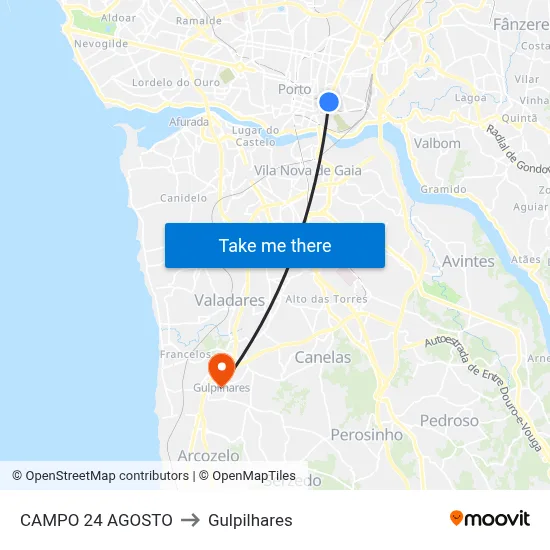 CAMPO 24 AGOSTO to Gulpilhares map