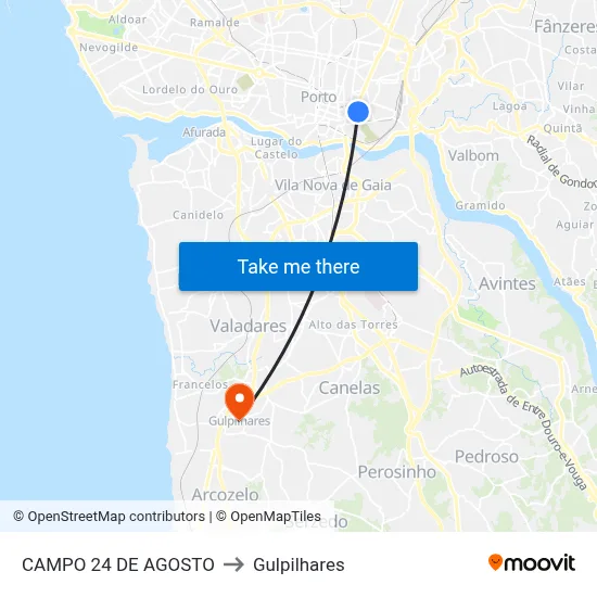 CAMPO 24 DE AGOSTO to Gulpilhares map