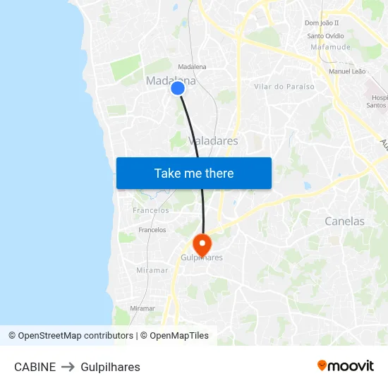 CABINE to Gulpilhares map
