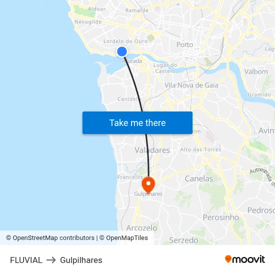 FLUVIAL to Gulpilhares map