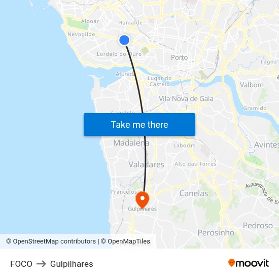 FOCO to Gulpilhares map