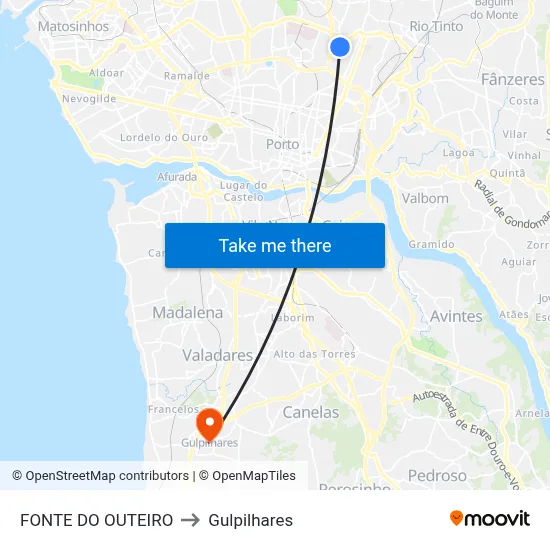FONTE DO OUTEIRO to Gulpilhares map