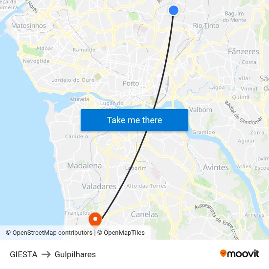 GIESTA to Gulpilhares map