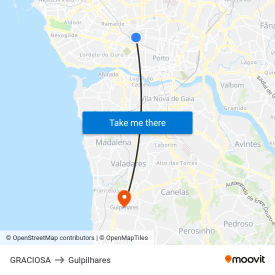 GRACIOSA to Gulpilhares map