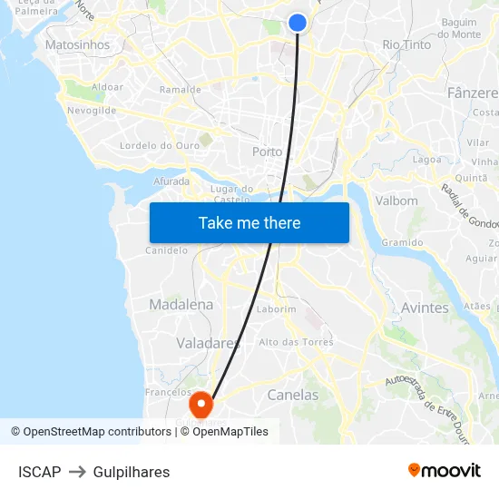 ISCAP to Gulpilhares map