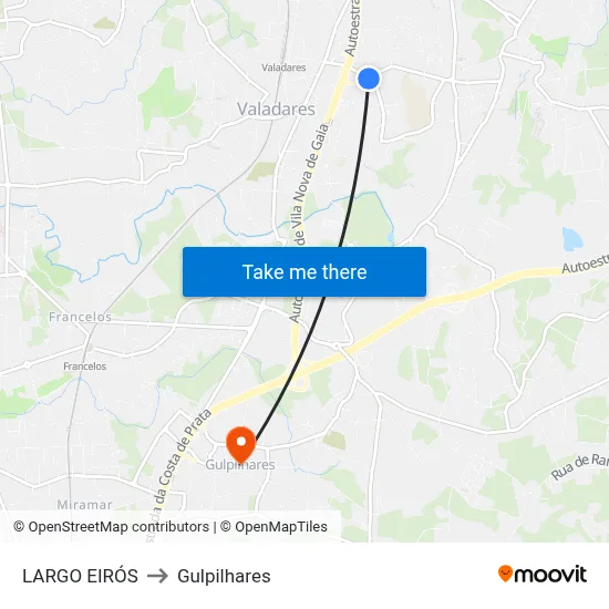 LARGO EIRÓS to Gulpilhares map