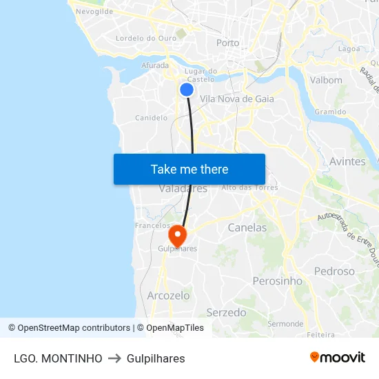 LGO. MONTINHO to Gulpilhares map