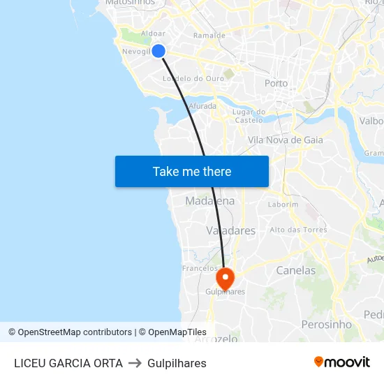 LICEU GARCIA ORTA to Gulpilhares map
