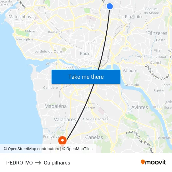 PEDRO IVO to Gulpilhares map