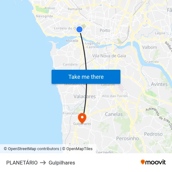 PLANETÁRIO to Gulpilhares map