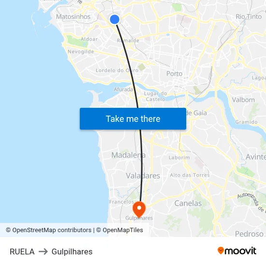 RUELA to Gulpilhares map