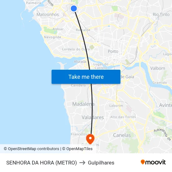 SENHORA DA HORA (METRO) to Gulpilhares map