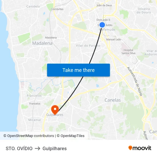 STO. OVÍDIO to Gulpilhares map