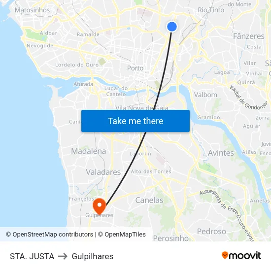 STA. JUSTA to Gulpilhares map