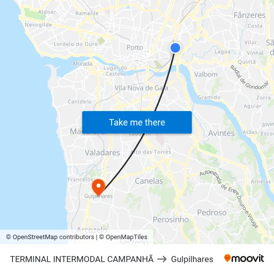 TERMINAL INTERMODAL CAMPANHÃ to Gulpilhares map