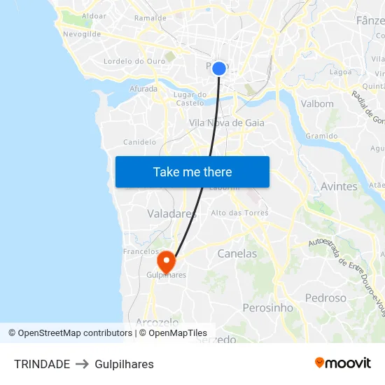 TRINDADE to Gulpilhares map