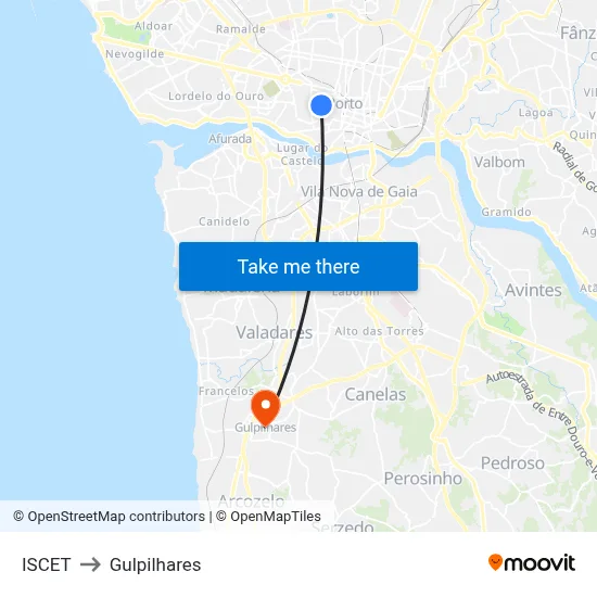 ISCET to Gulpilhares map