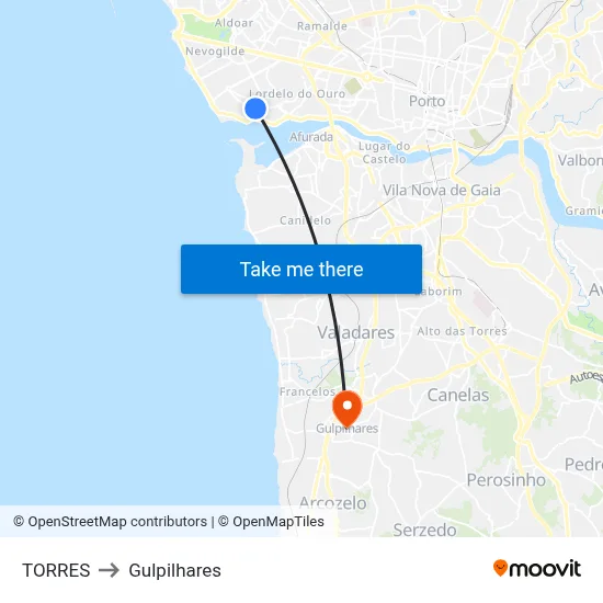 TORRES to Gulpilhares map