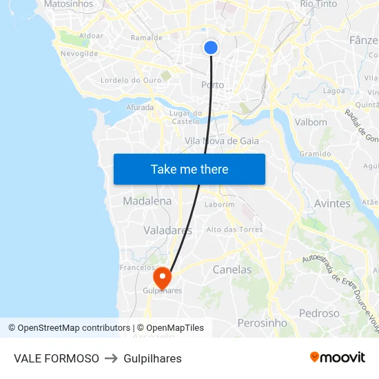 VALE FORMOSO to Gulpilhares map