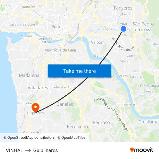 VINHAL to Gulpilhares map