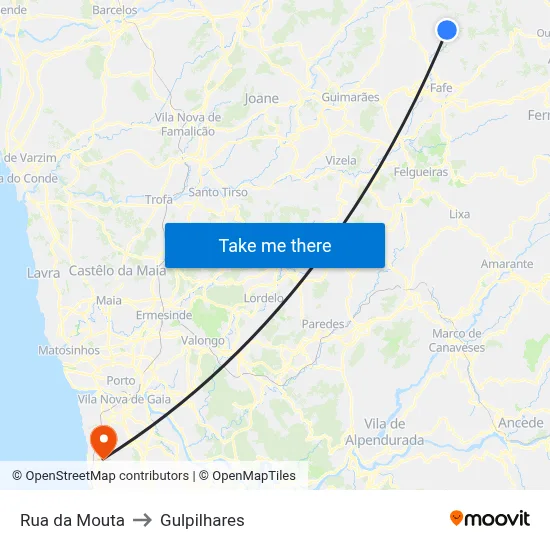 Rua da Mouta to Gulpilhares map