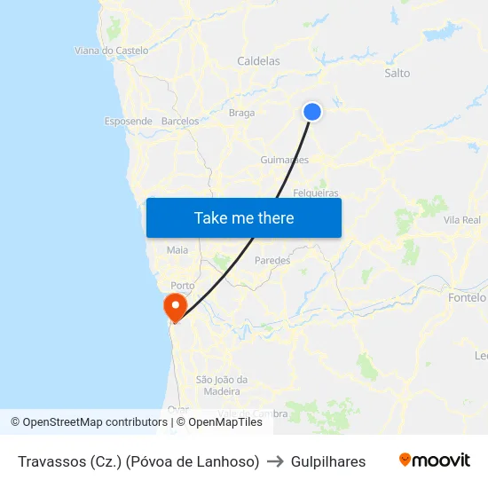 Travassos (Cz.) (Póvoa de Lanhoso) to Gulpilhares map