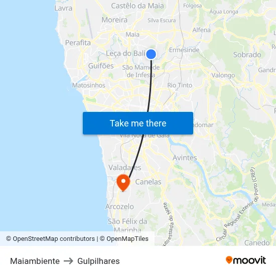 Maiambiente to Gulpilhares map