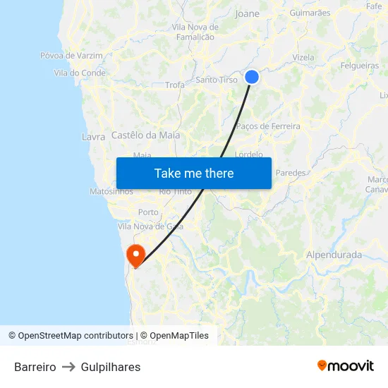 Barreiro to Gulpilhares map