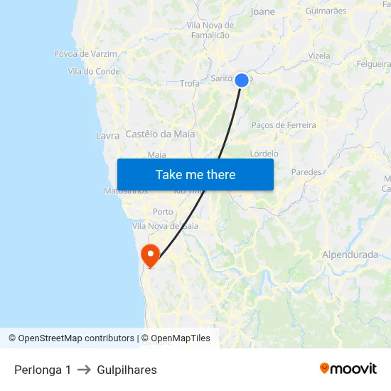 Perlonga 1 to Gulpilhares map