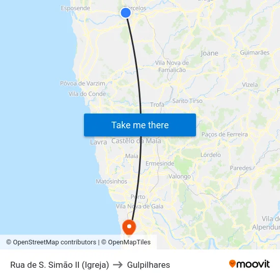 Rua de S. Simão II (Igreja) to Gulpilhares map