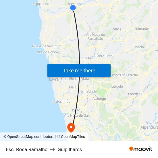 Esc. Rosa Ramalho to Gulpilhares map