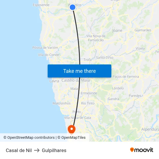 Casal de Nil to Gulpilhares map