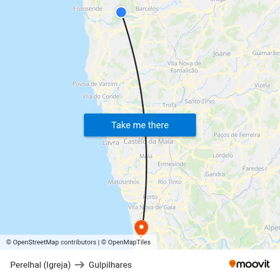 Perelhal (Igreja) to Gulpilhares map