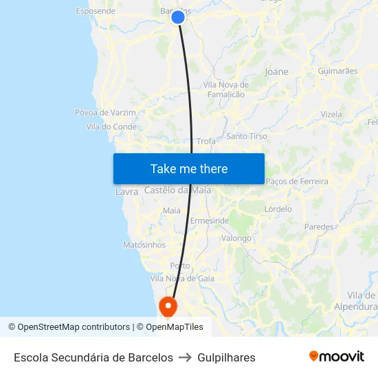 Escola Secundária de Barcelos to Gulpilhares map